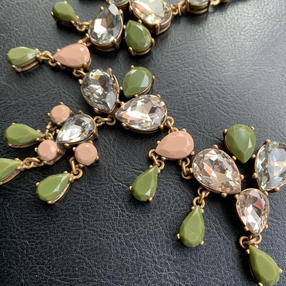 J Crew Olive and Blush Statement Necklace